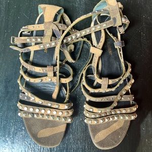 Saint Laurent camouflage studded gladiator sandals